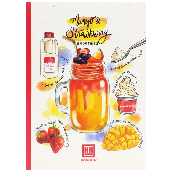 Vở Kẻ Ngang Cocktail - 80 Trang Không Kể Bìa - ĐL 70 - Mẫu 1 - Mango &amp; Strawberry - Màu Đỏ