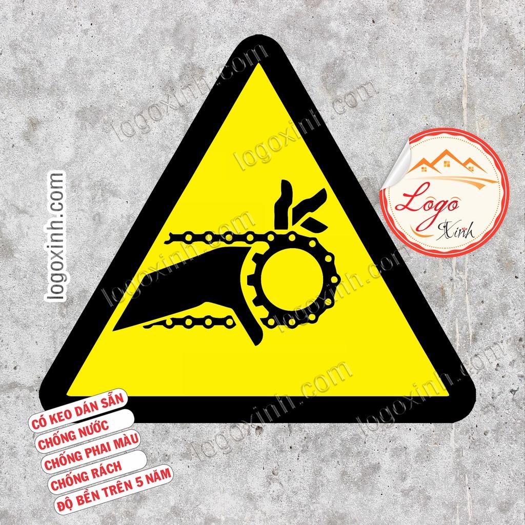 LOGO TEM STICKER BIỂN CẢNH BÁO CẨN THẬN DÂY XÍCH KẸT ĐỨT TAY, CHAIN CAUTION HAZARD - BIỂN CẢNH BÁO AN TOÀN LAO ĐỘNG