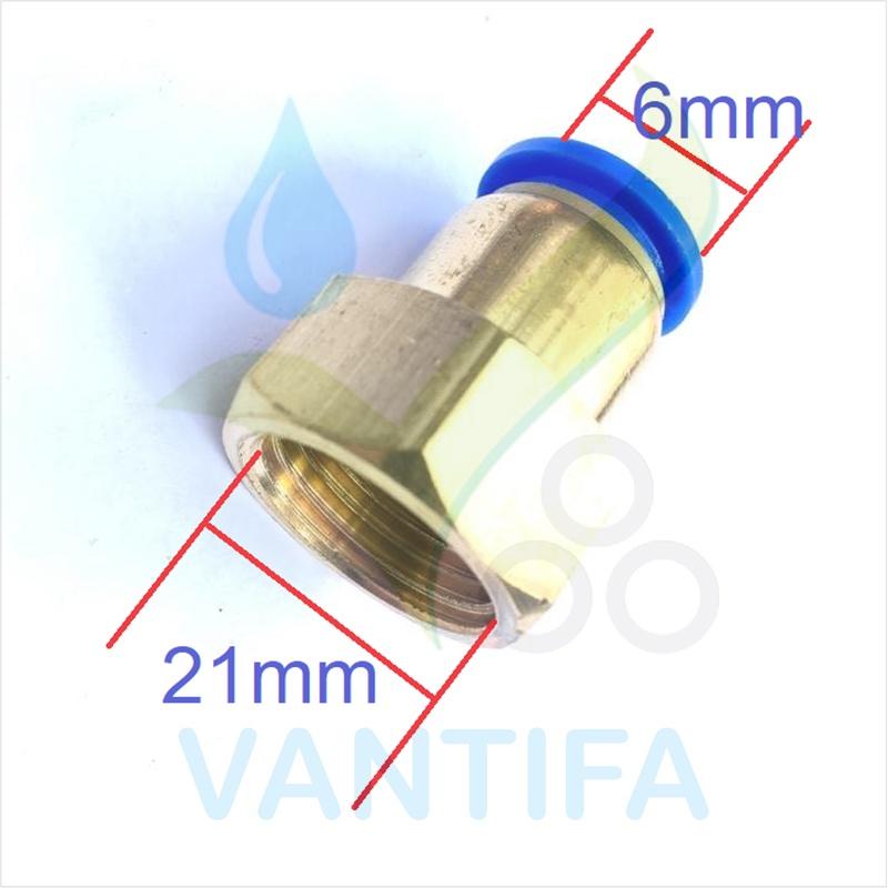 Đầu nối đồng ren trong ren ngoài 21mm nối ống phun sương 8mm