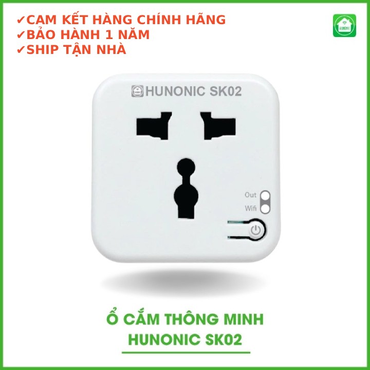 Ổ Cắm Wifi Thông Minh Hunonic SK02 - 220V - 16A - 3000W - Hàng chính Hãng - Bảo Hành 1 Năm