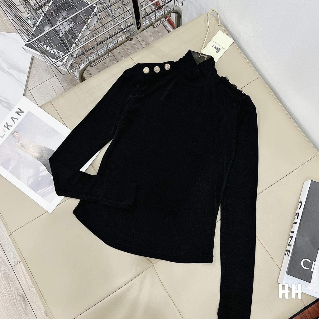 ÁO LEN ZIP XỎ NGÓN ĐÍNH CÚC VAI