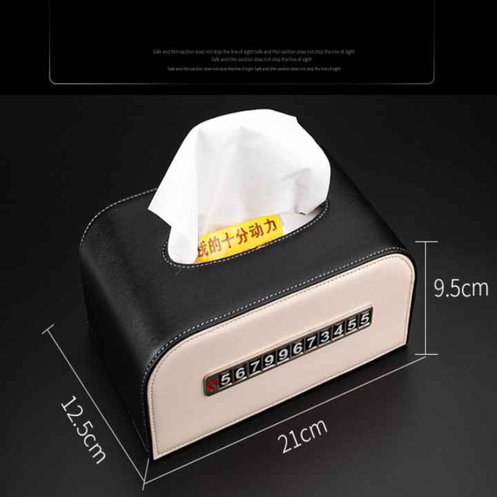 Hộp đựng khăn giấy tích hợp số điện thoại trên ô tô ZJH-033