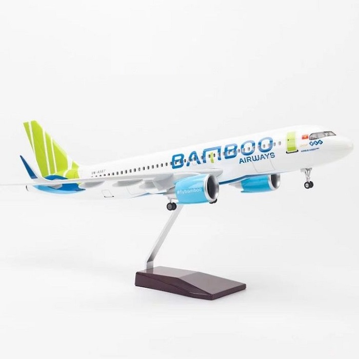 Mô hình máy bay tĩnh A320Neo Bamboo 47cm có bánh xe và led