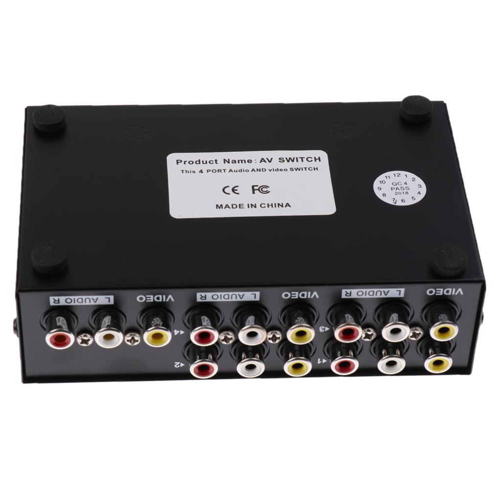 4Port RCA Video Audio AV Switch Switcher Selector 4 in 1 Out TV Splitter Box