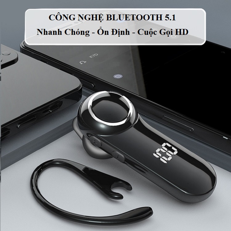 Tai Nghe Bluetooth Móc Tai chống ồn kép K7/K7D-Tai nghe được phủ nano giúp chống thấm nước, chống mồ hôi và chống bụi hiệu quả