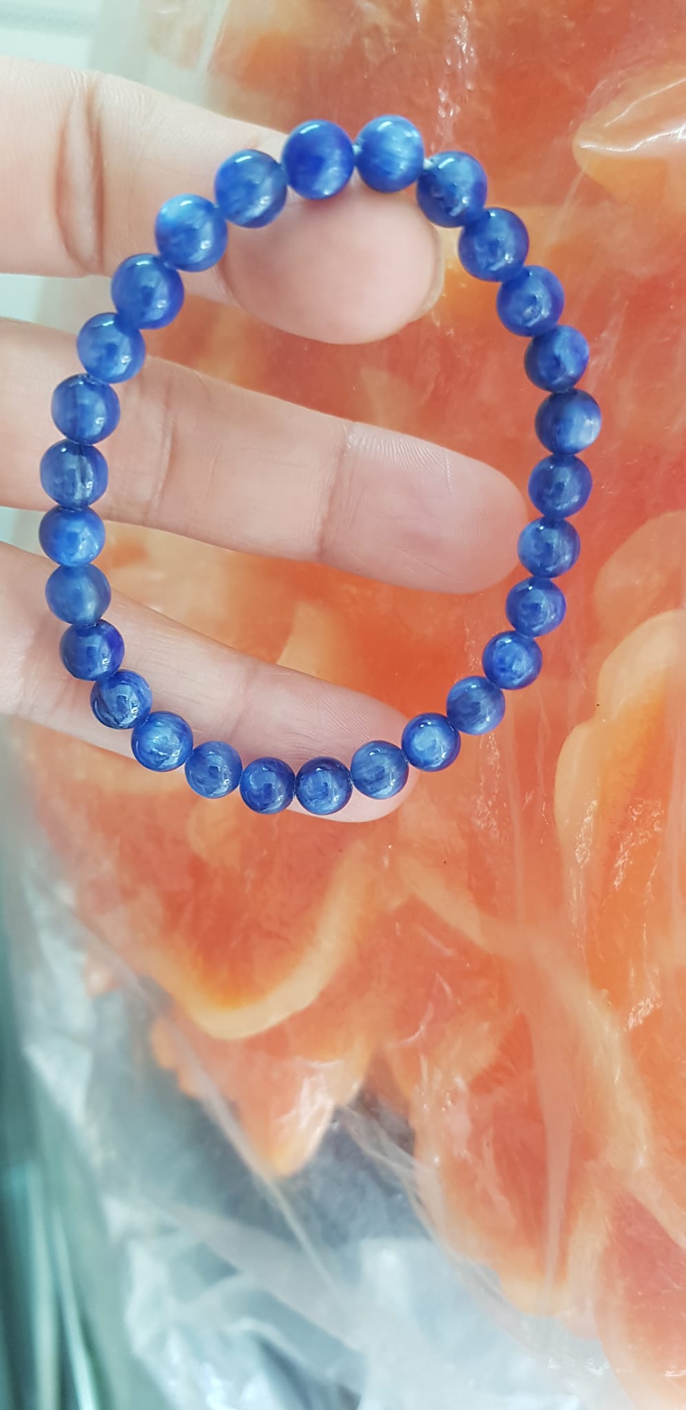 Vòng tay nữ đá  kyanite tự nhiên hay đá Sapphire nước xanh dương Đậm bóng đẹp 6mm nữ mệnh Thủy mệnh Mộc đeo ạ