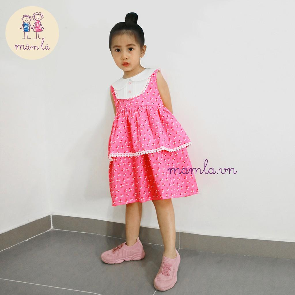 Váy Sara hoa baby trắng nền hồng OliRiver 2Y-6Y