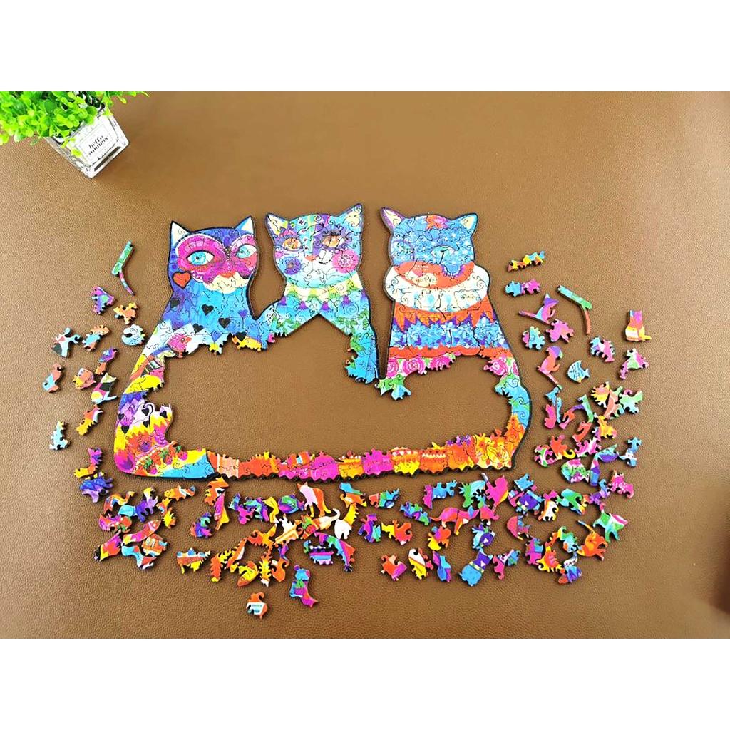 Đồ chơi xếp hình gỗ wooden jigsaw puzzles Beautiful Cats 168 mảnh ghép-M size