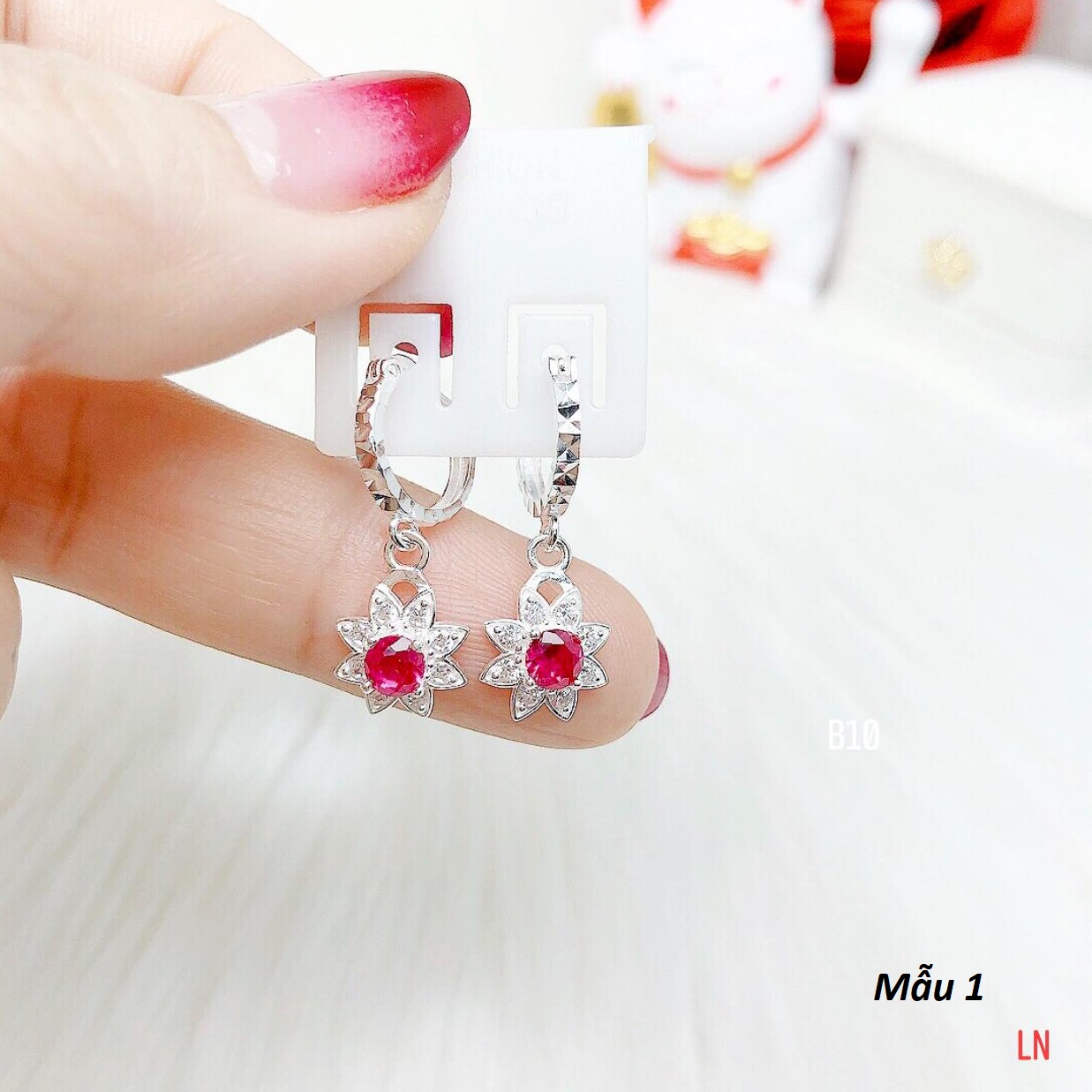 Bông tai trẻ em thời trang chất liệu bằng bạc MS068