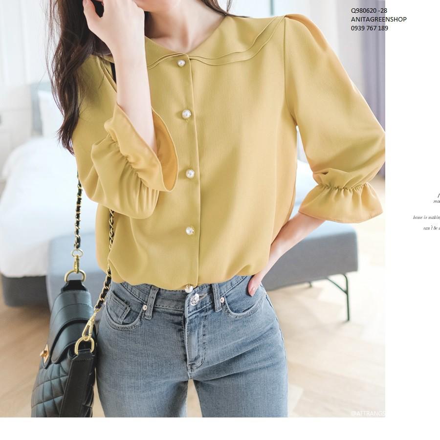 Q980620 ÁO SƠ MI NỮ CỔ SEN