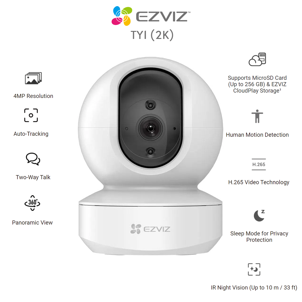 Camera IP Wifi EZVIZ TY1 4MP 1080P - Hàng Chính Hãng