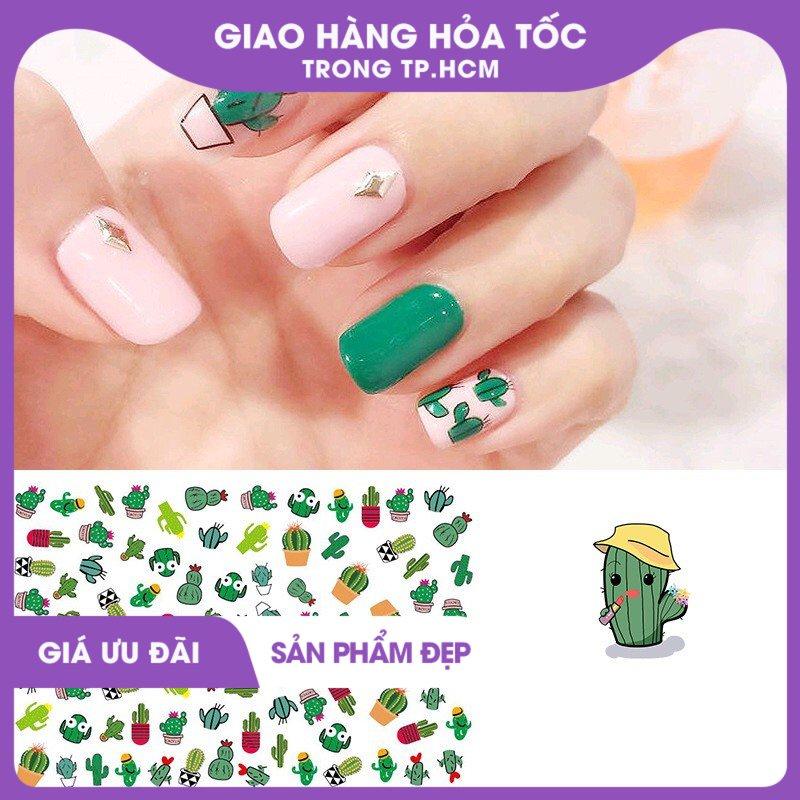 Sticker dán móng xương rồng 3d 0963