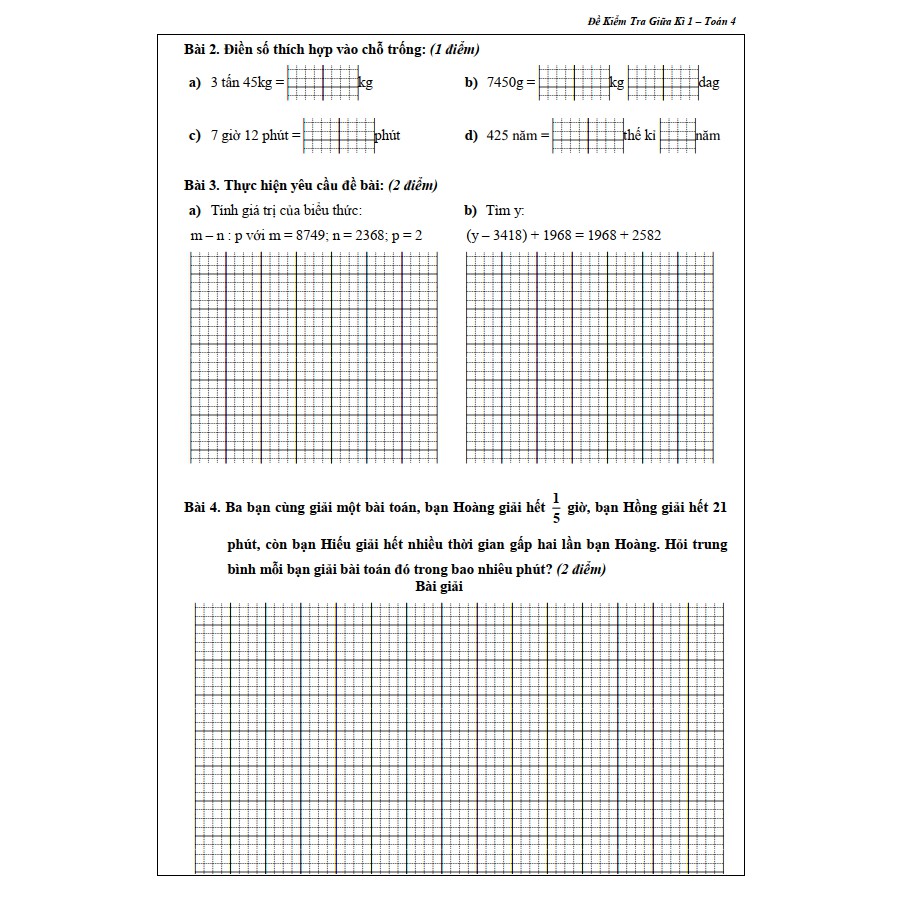 Sách - Combo Đề Kiểm Tra Toán và Tiếng Việt 4 - Học Kì 1