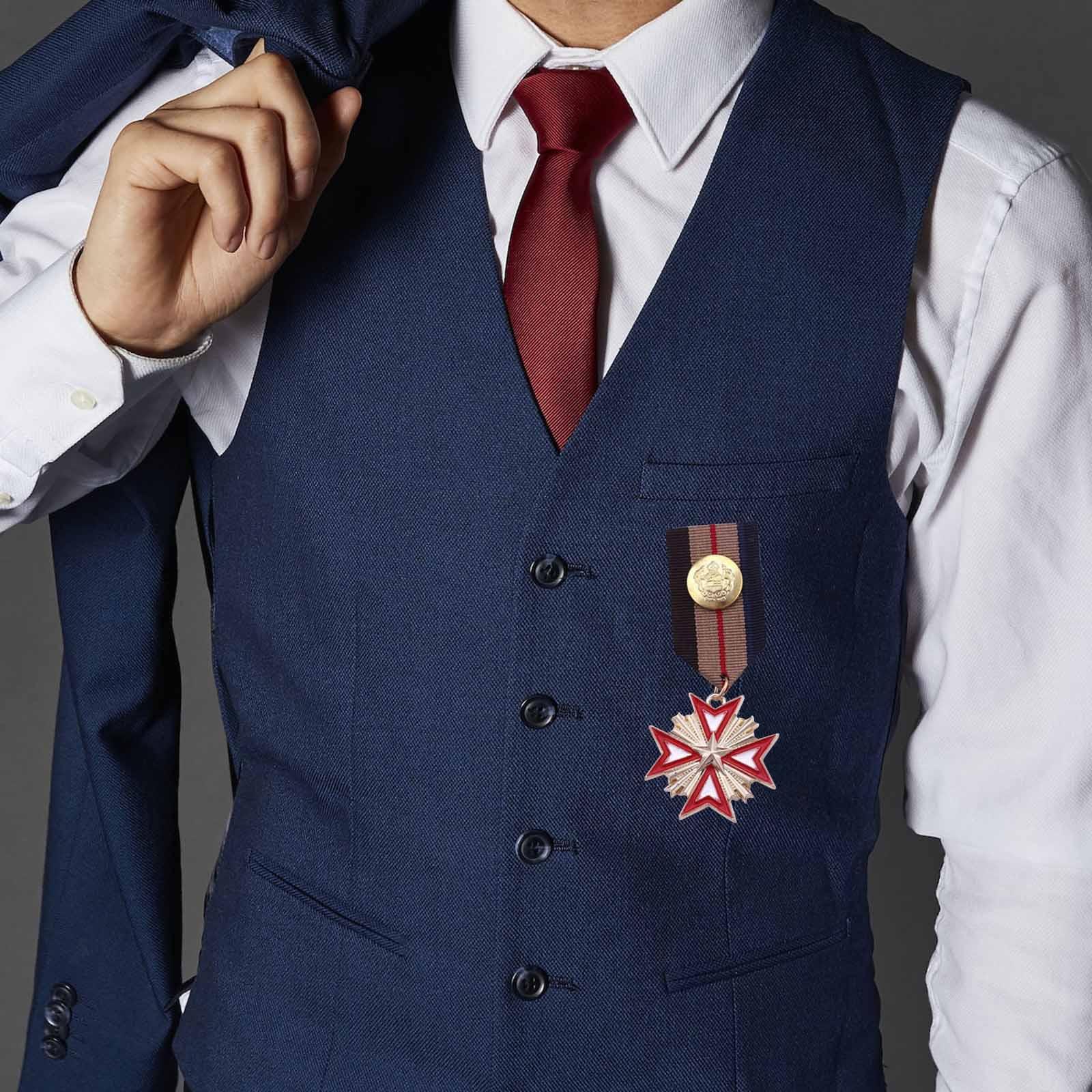 Striped Fabric Badge Medal Fashion Brooch Pin for Shirt Women Men 2x
