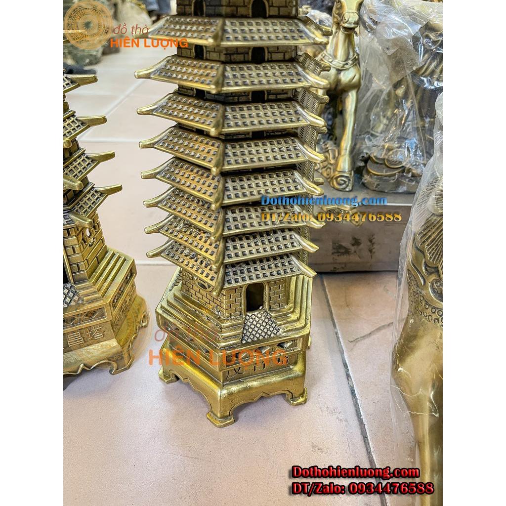 Tháp Văn Xương 9 Tầng Bằng Đồng Thau Nguyên Chất Đúc Nguyên Khối Cao 40cm