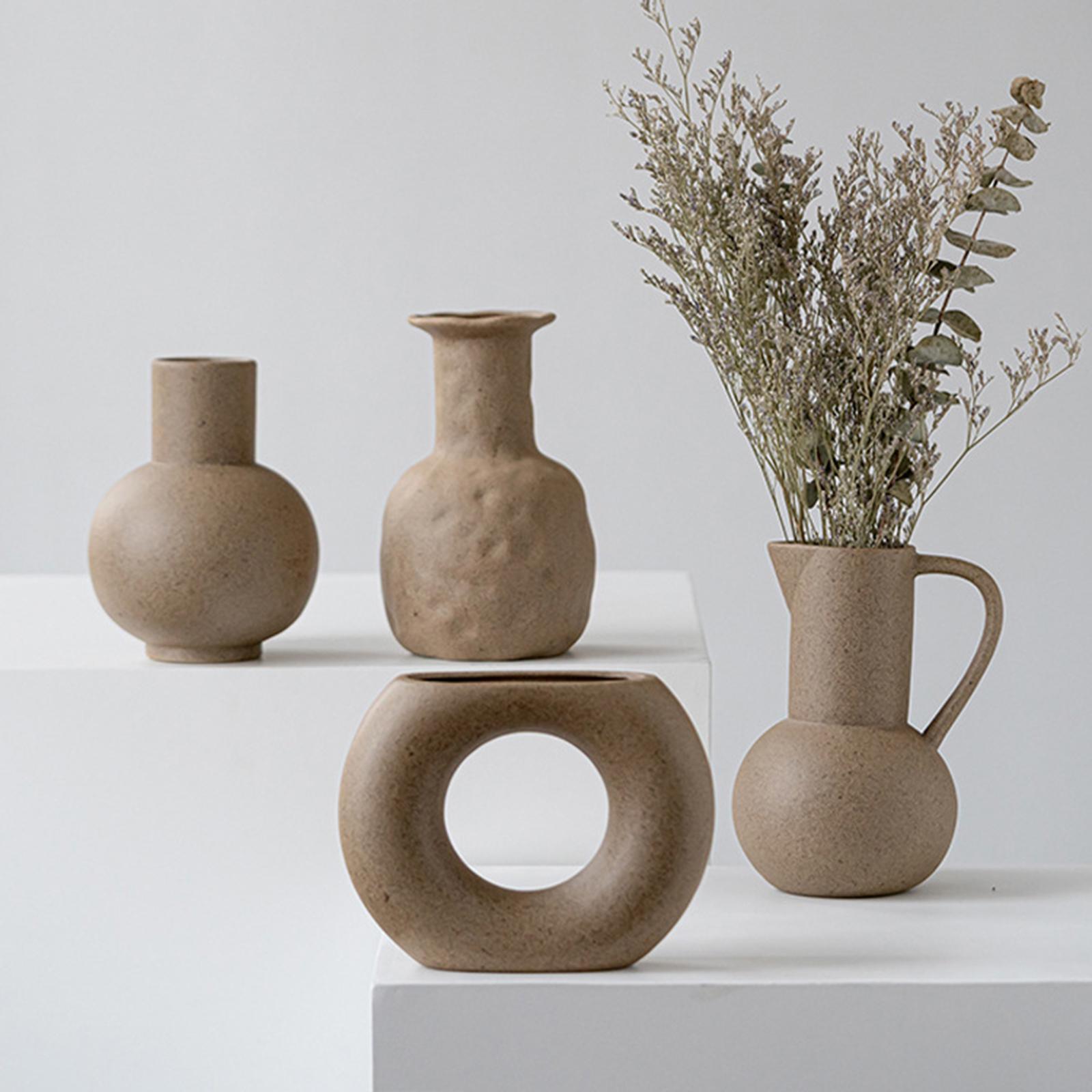 Rough Ceramic Vase Modern Minimalist Flower Vase for Room Floral Arrangements Decoration