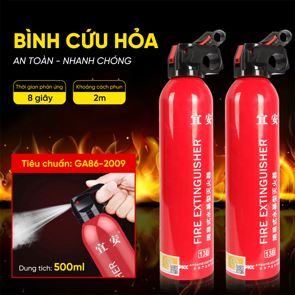 Bình Cứu Hỏa Mini Cho Ô Tô FLAMEBEATER 600gram, Bình Cứu Hoả Phòng Hộ, Nhỏ Gọn, Dễ Sử Dụng, Không Chiếm Nhiều Diện Tích