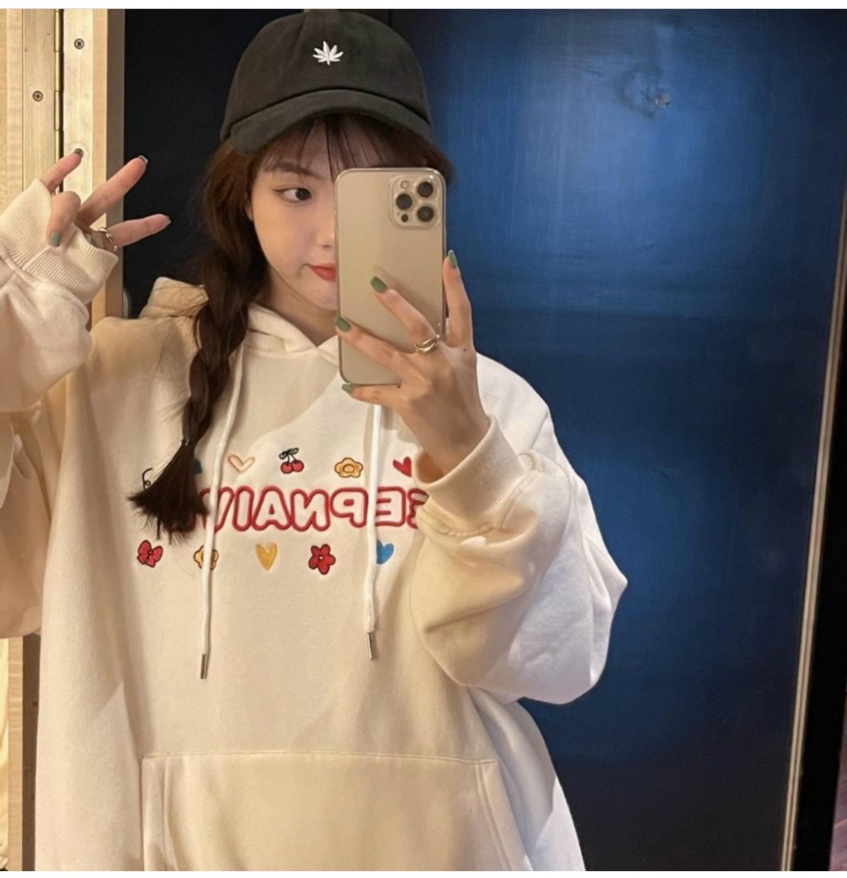 Áo hoodie nỉ unisex Homies liền mũ có túi thêu chữ NAIVE, Áo Hoodie Logo/Thêu Chữ/Thêu Trái Tim Màu Xanh Mint Unisex Nỉ Bông siêu mịn Form rộng unisex