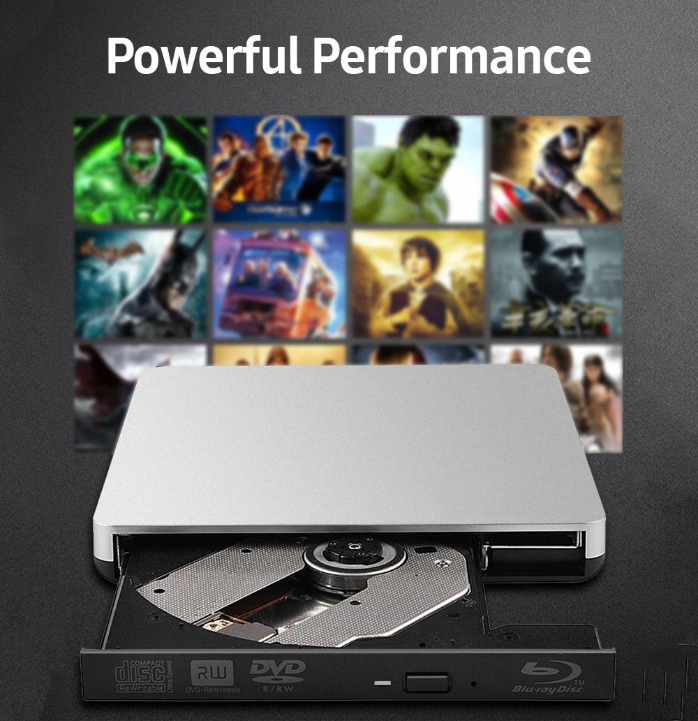 USB3.0 External Blu-Ray Drive External DVD Recorder BD-RE CD/DVD RW Writer Portable Blu-Ray Burner Plug and Play for PC
