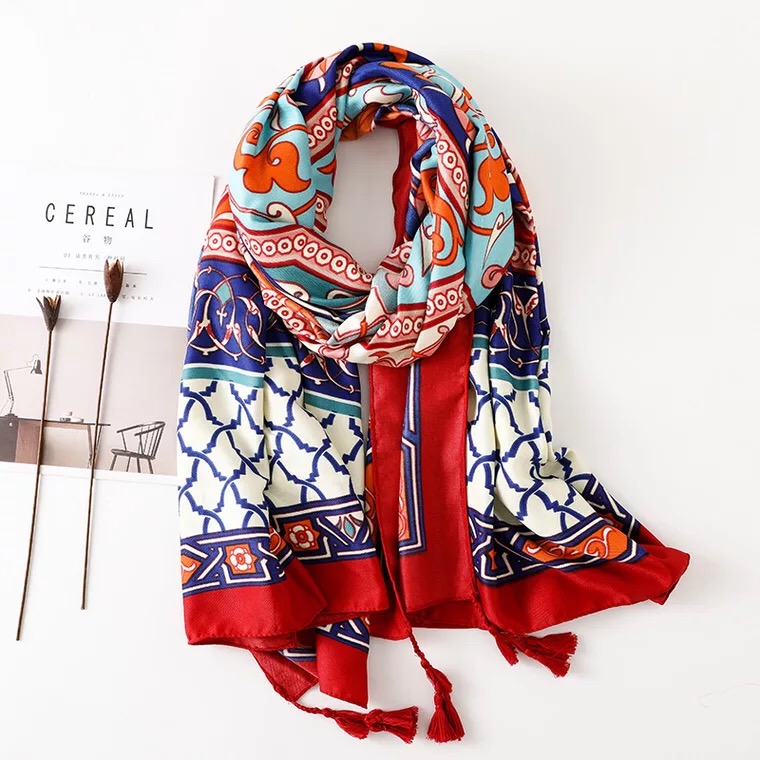 Khăn choàng boho đi biển nhiều màu nổi bật - Mã VS014