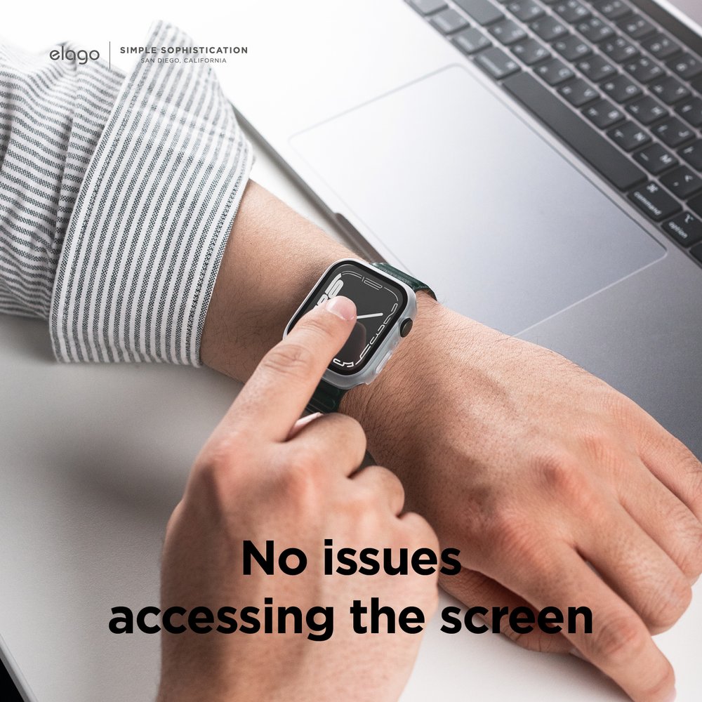 Ốp bảo vệ Elago Clear Shield Case Mặt Kính Cường Lực dành cho Apple Watch 7/ Apple Watch 8 - Hàng chính hãng