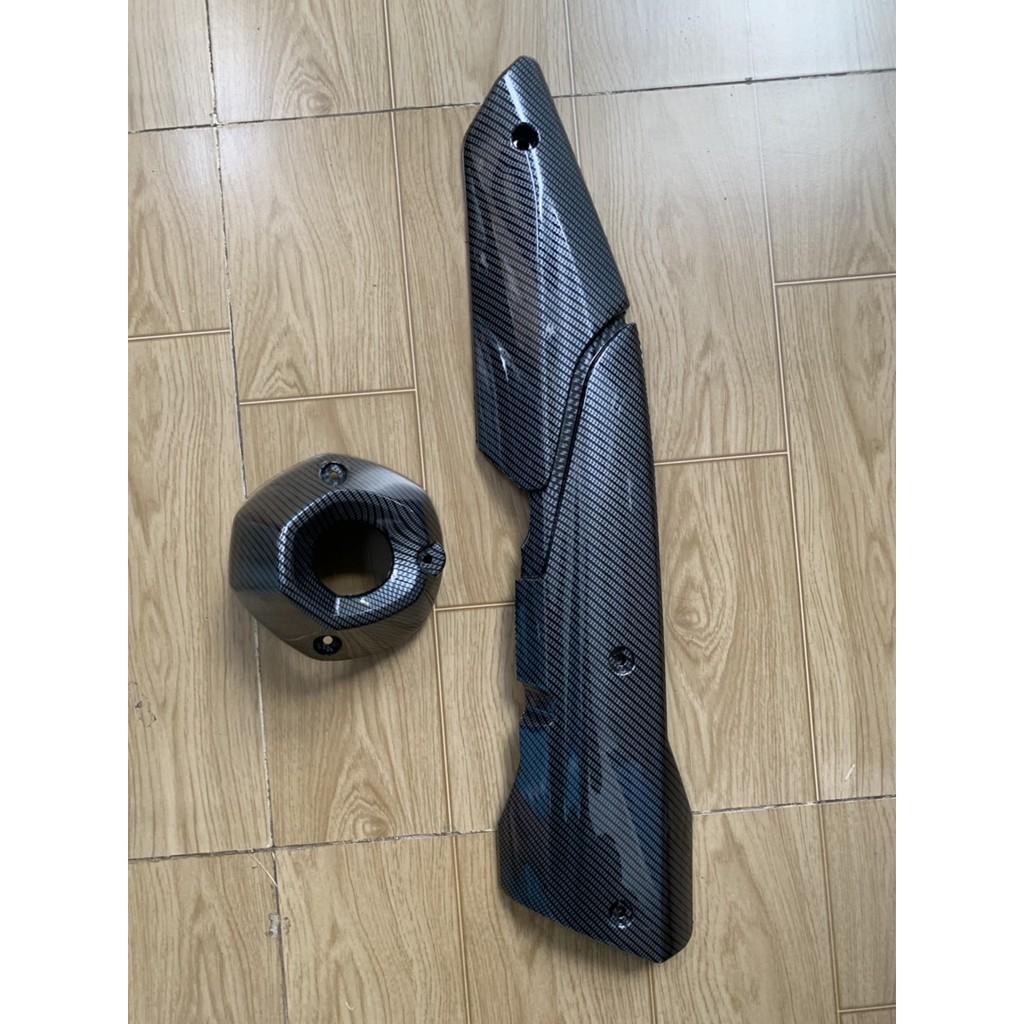 Ốp pô và chụp đích pô xe exciter 155 màu carbon