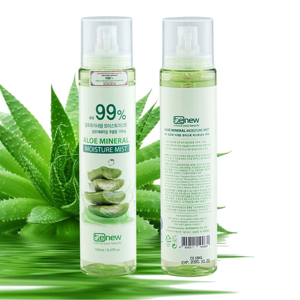 [Tặng móc khoá] Xịt khoáng dưỡng ẩm Benew Aloe Miniral Hàn Quốc 150ml 