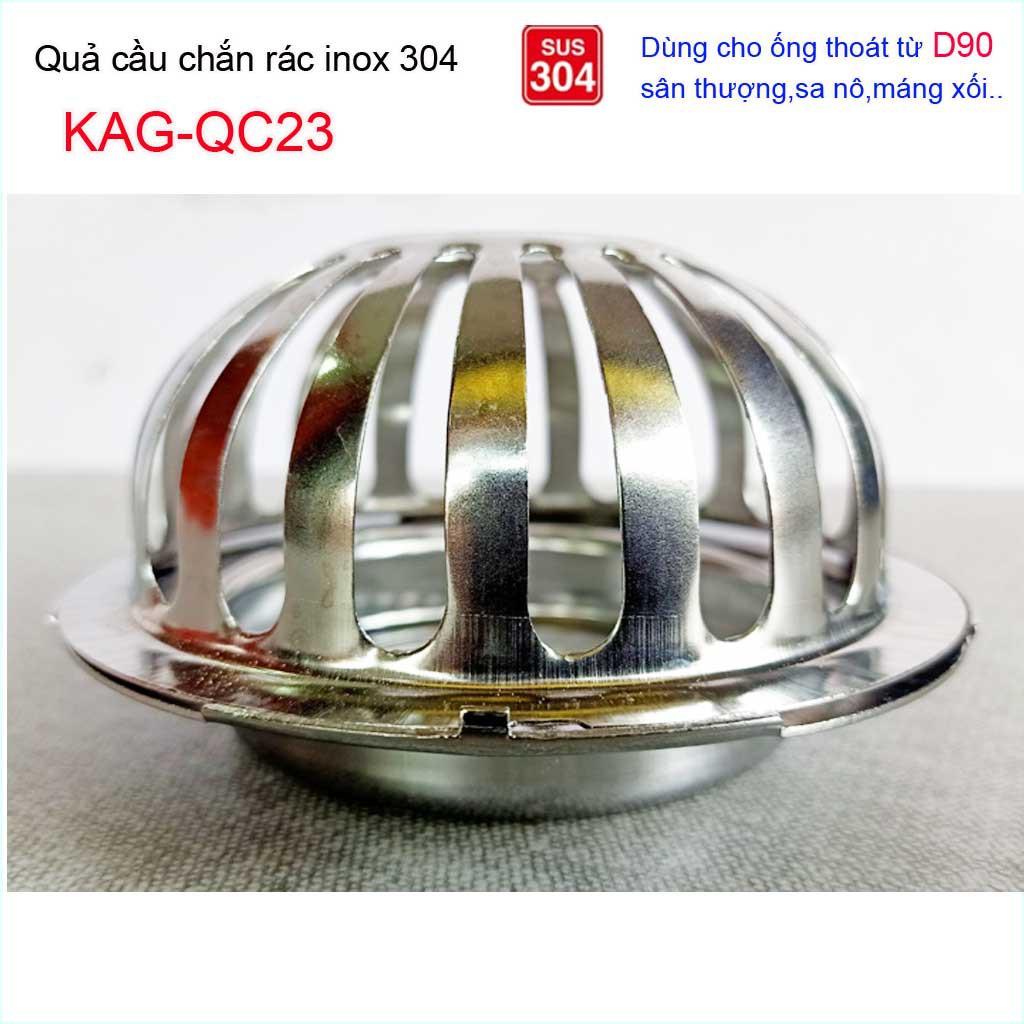 Cầu chắn rác sân thượng  D90 KAG-QC23 inox SUS304, cầu chặn rác đặt miệng ống D90, cầu thoát nước mưa thoát nhanh