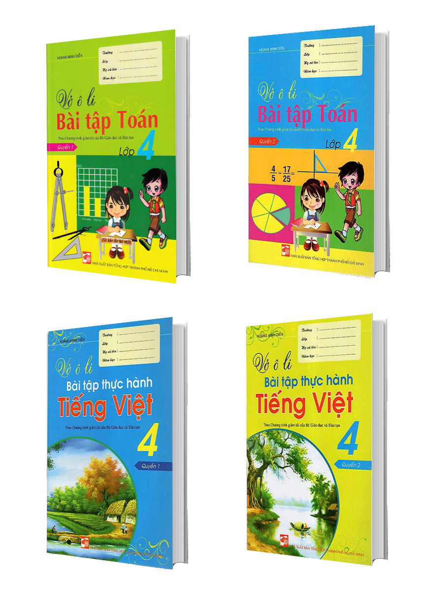 Combo Vở Ô Li Bài Tập Toán - Tiếng Việt Lớp 4 ( 4 Quyển)