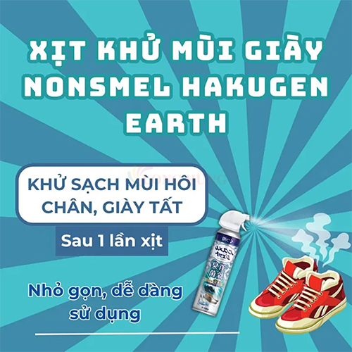 Xịt khử mùi giày Hakugen Earth Nonsmel - Hàng chính hãng