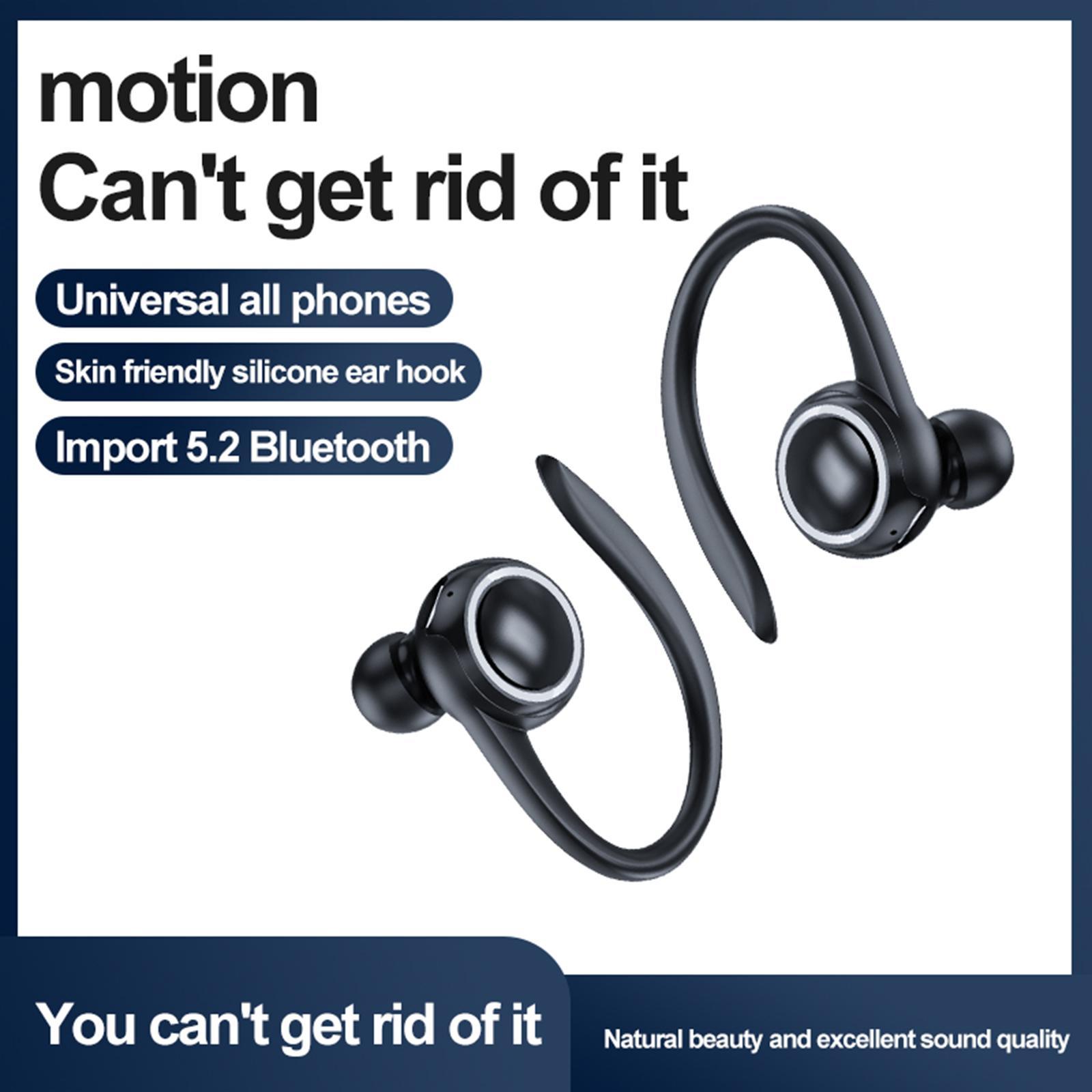 T10 Bluetooth Headset Ear Hook Sweatproof Headphone Stereo Single Ear in-Ear Earbuds for Gym Gaming Cycling Outdoor Indoor Noise Cancelling
