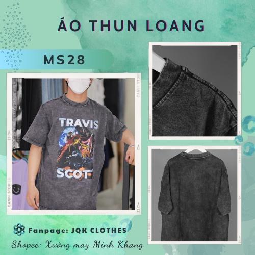 Áo thun loang đen nam nữ TRAVISSCOTT chất liệu cotton 100% mát mẻ kiểu dáng unisex