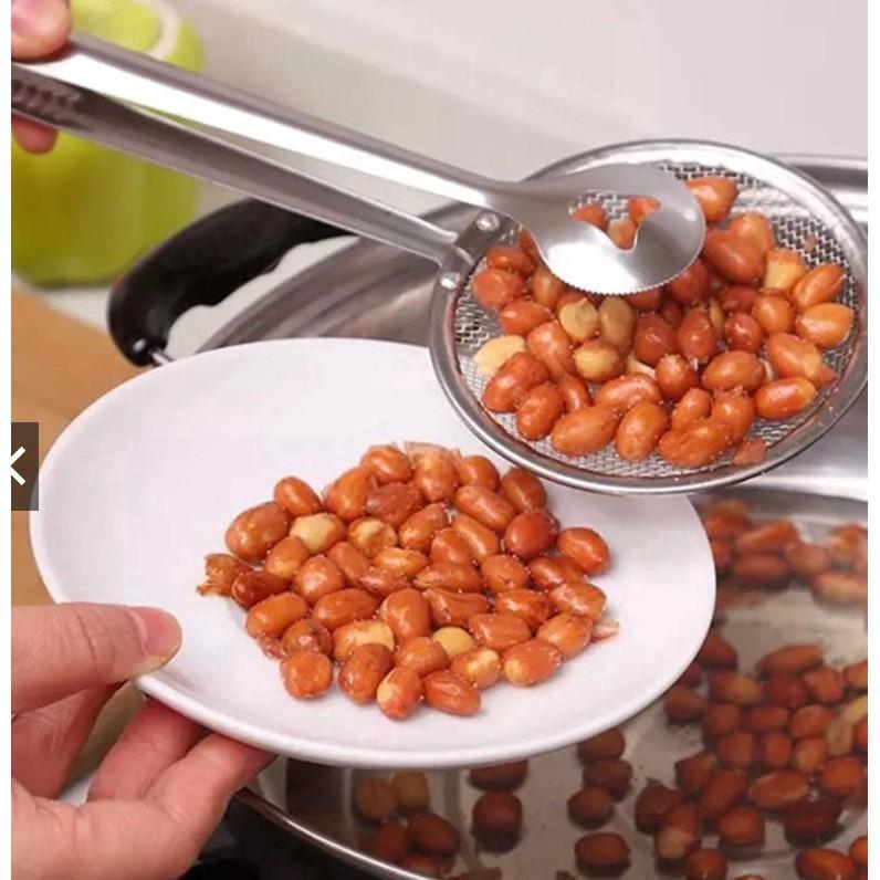 Dụng cụ 2 in 1 gấp đồ chiên có lưới ráo dầu bằng thép không gỉ