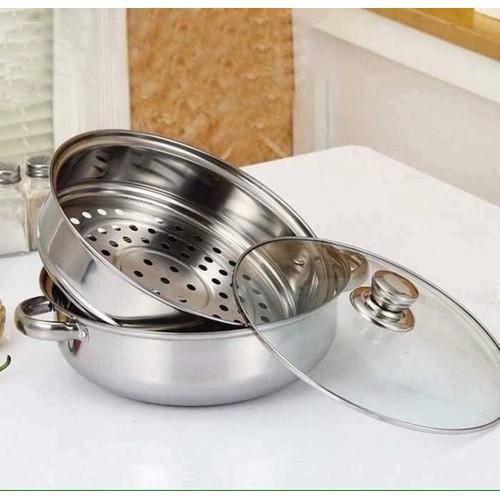 Nồi hấp INOX 2 tầng siêu đẹp 28cm,Nồi hấp 2 tầng