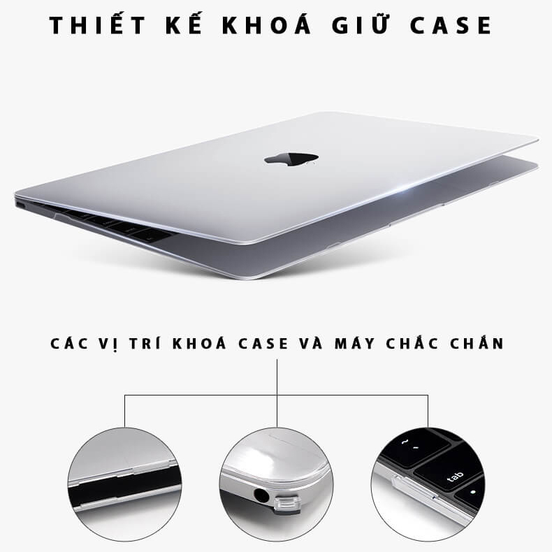 COMBO 3in1 - Case, ốp kèm phủ phím dành cho Macbook - Màu Trong suốt [Tặng kèm nút chống bụi Macbook - Màu ngẫu nhiên] - Hàng chính hãng