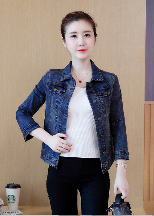 Áo Khoác Jean Nữ Duyên Dáng Thêu Ong