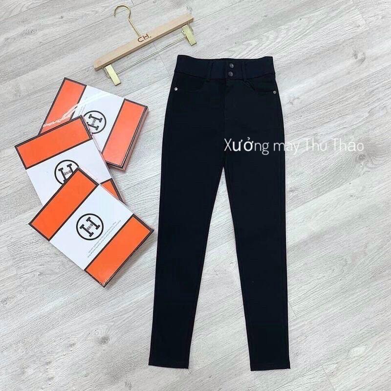QUẦN LEGGING 2 KHUY CẠP CAO GEN BỤNG - CHẤT UMI HÀN -KÈM HỘP