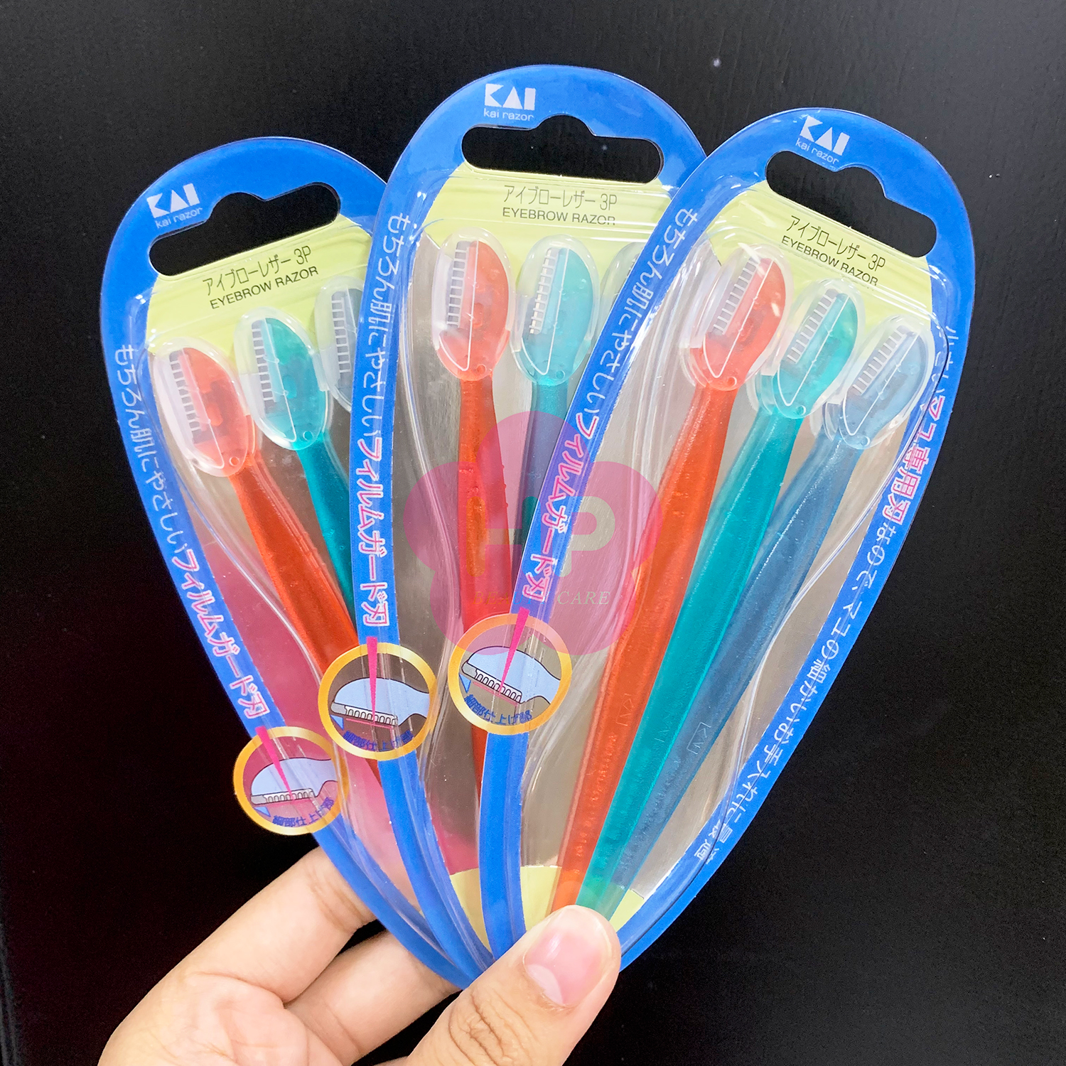 Dao Cạo Lông Mày Cán Dài Dành Cho Nữ Kai Eyebrow Razor EBR-3P (Set 3 Cây) - 08757