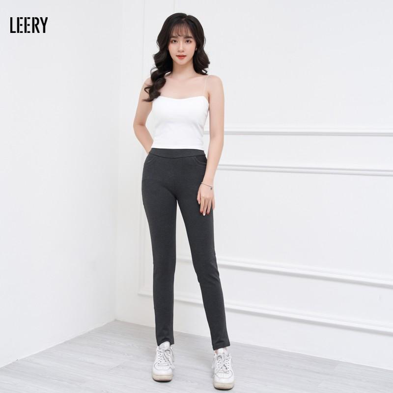 Quần legging nữ LEERY dáng dài cạp cao chất umi Hàn co giãn 4 chiều hàng thiết kế cao cấp LEG-02