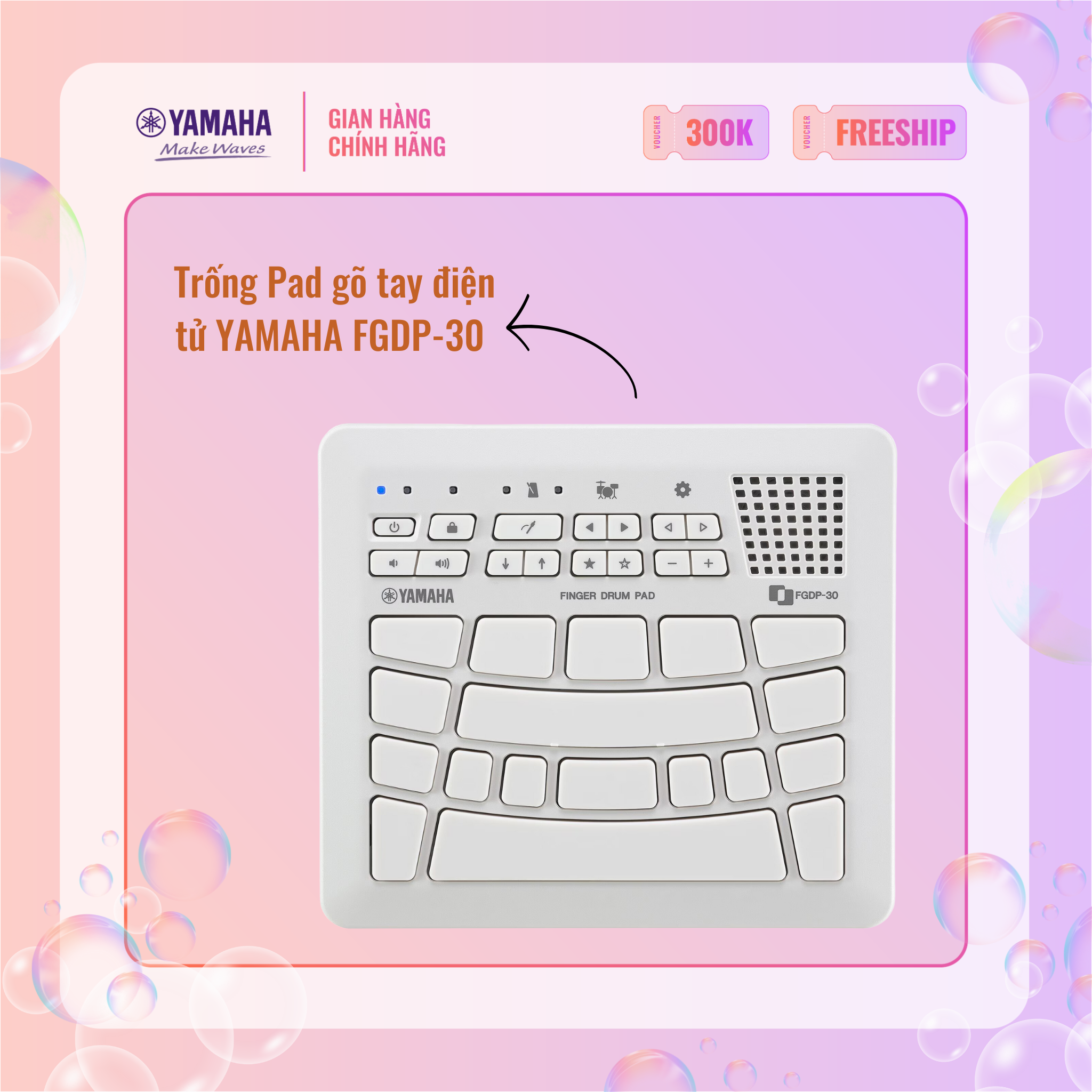 Hình ảnh Trống Pad gõ tay điện tử YAMAHA FGDP-30 - Bảo hành chính hãng 12 tháng