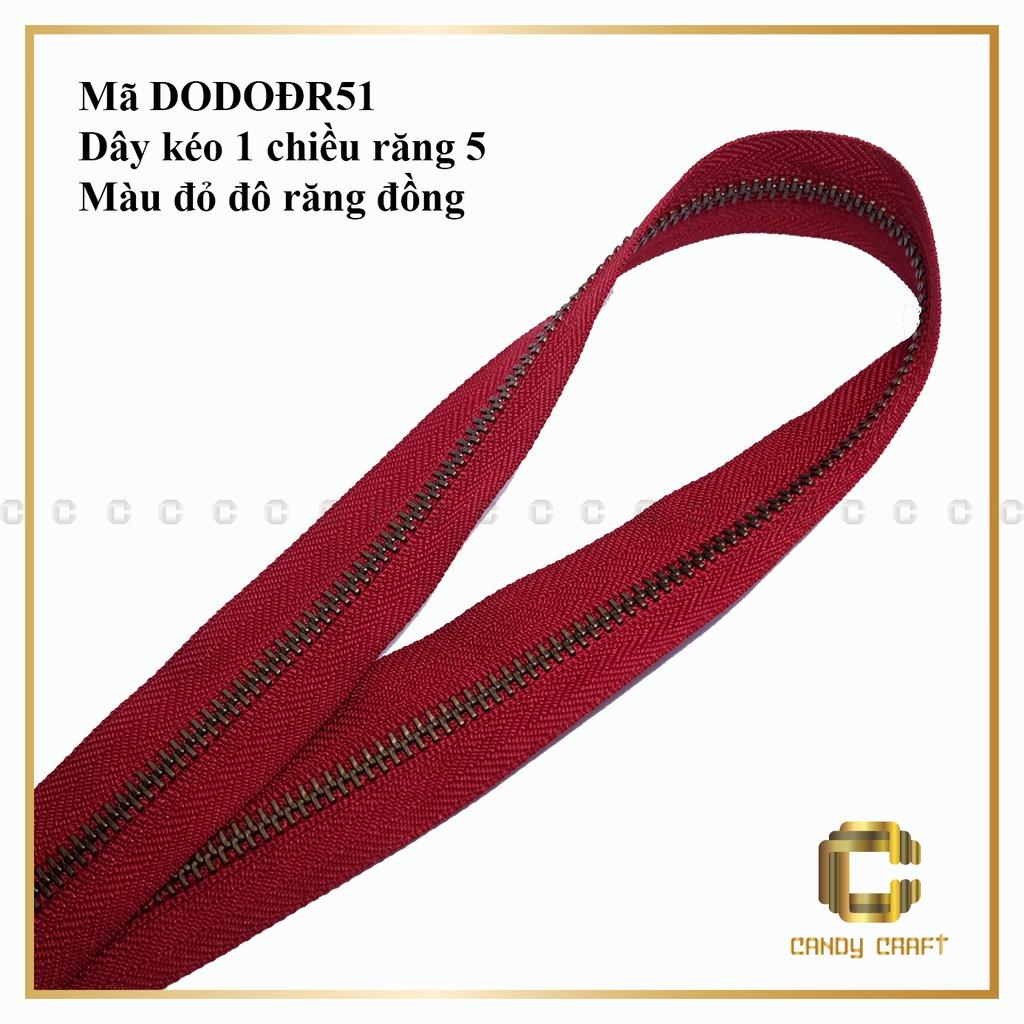 Dây kéo 1 chiều răng đồng cổ size 5 - size 3