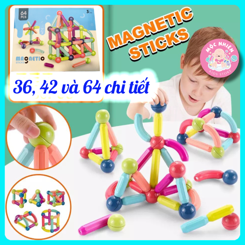 Đồ Chơi Xếp Hình Nam Châm Que Từ Tính Magnetic Sticks Loại Cao Cấp Dành Cho Bé Từ 3 Tuổi