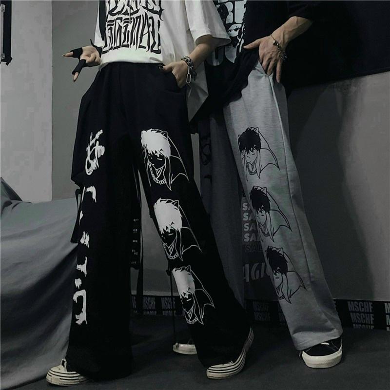 Quần nỉ unisex nam nữ form rộng in hoạ tiết hoạt hình (JOGGER ỐNG SUÔNG DÀI 95cm) KÈM VIDEO THẬT