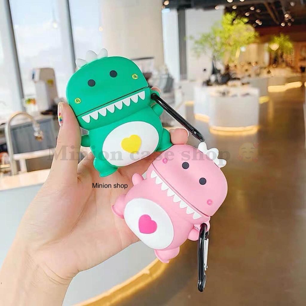 Hình ảnh Bao Case Ốp dành cho airpod 1 và 2, cho tai nghe bluetooth i11,i12, i100, i9s... silicon 3D khủng long kute cao cấp