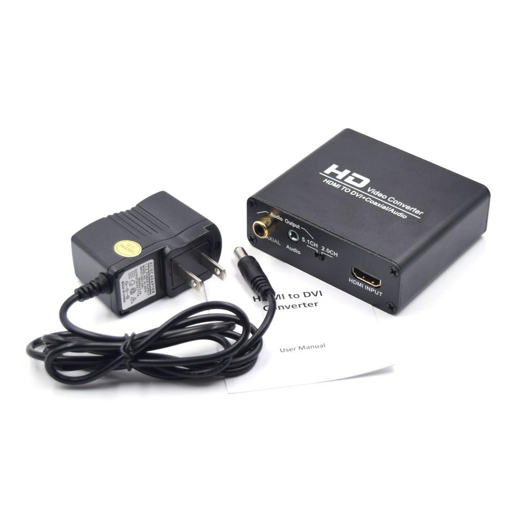 HDMI TO DVI Converter With Coaxial Audio Converter With US Power Adapter