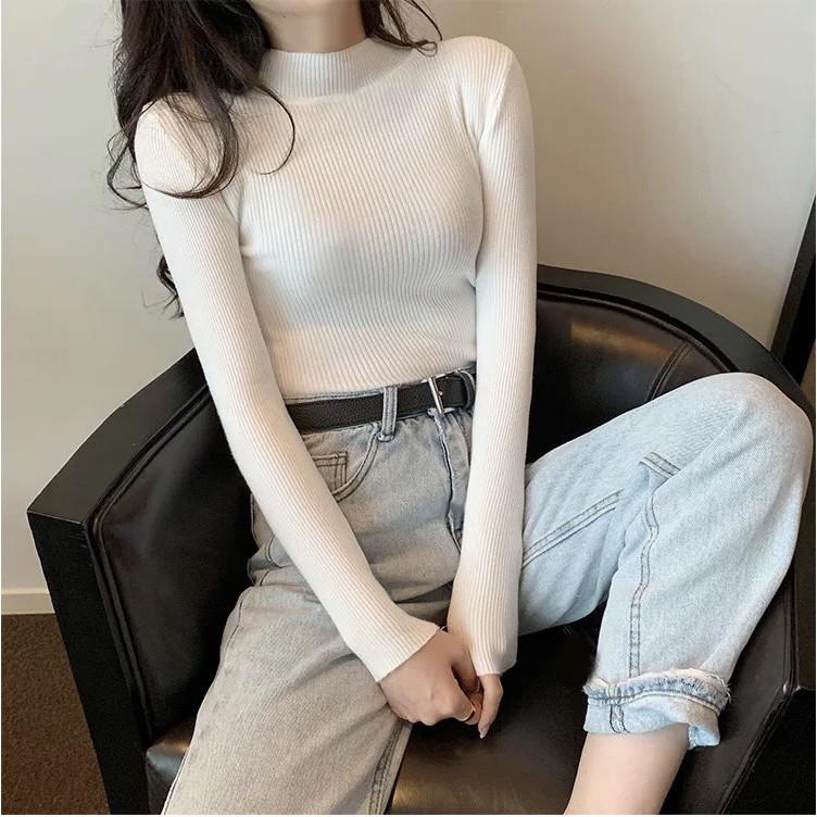 Áo len cổ 3 phân Len đầu mùa chất đẹp dày mịn, áo len tăm giữ nhiệt cổ cao 3cm siêu ấm hàng cao cấp