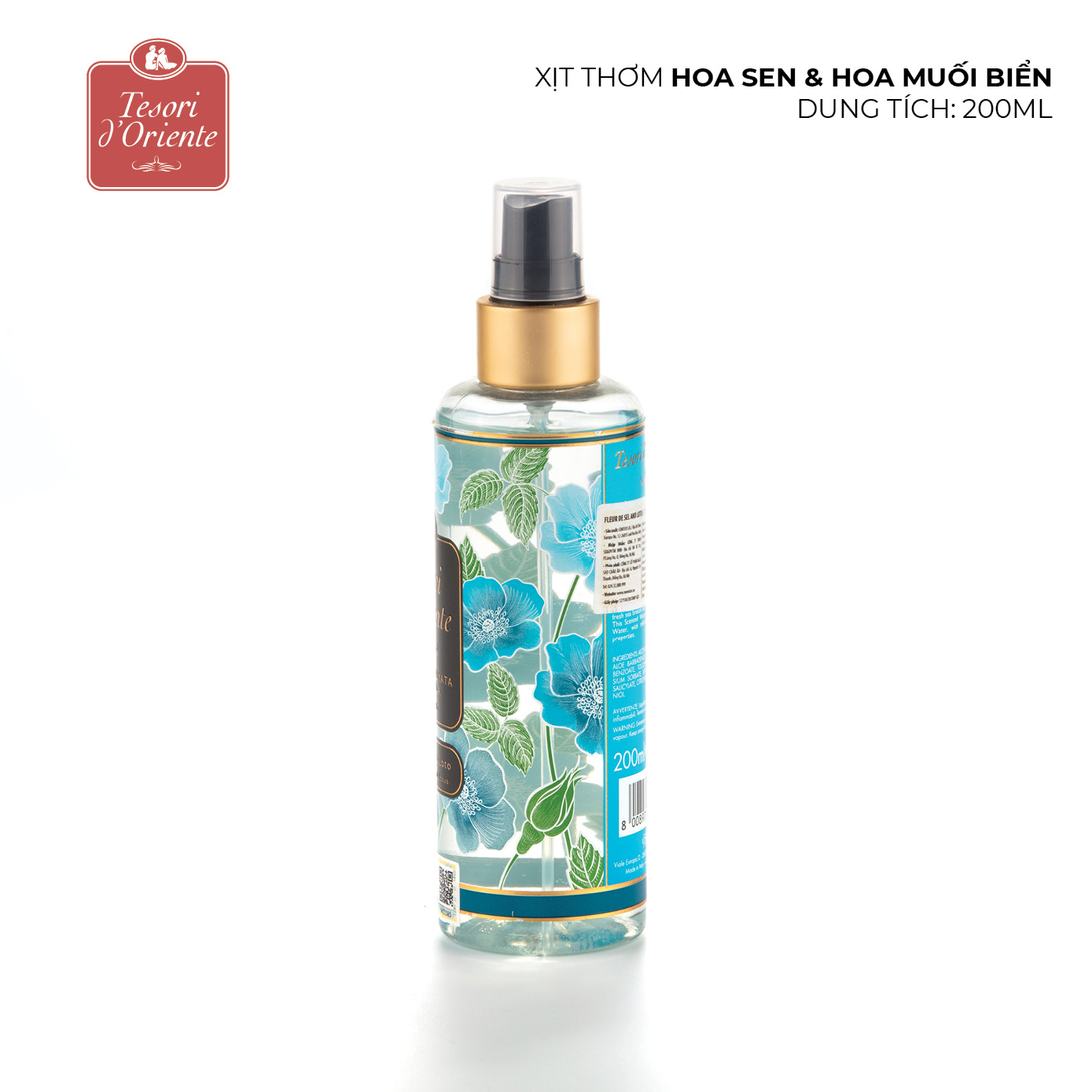 Xịt thơm dưỡng ẩm cơ thể Tesori d'Oriente Hoa sen và hoa muối biển 200ml