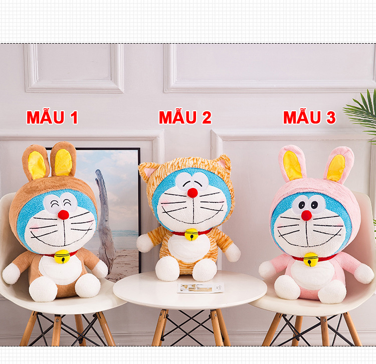 Gấu Bông Doremon Cosplay Thỏ Hồng, Thỏ Nâu, Beo Siêu Mềm Siêu Cute