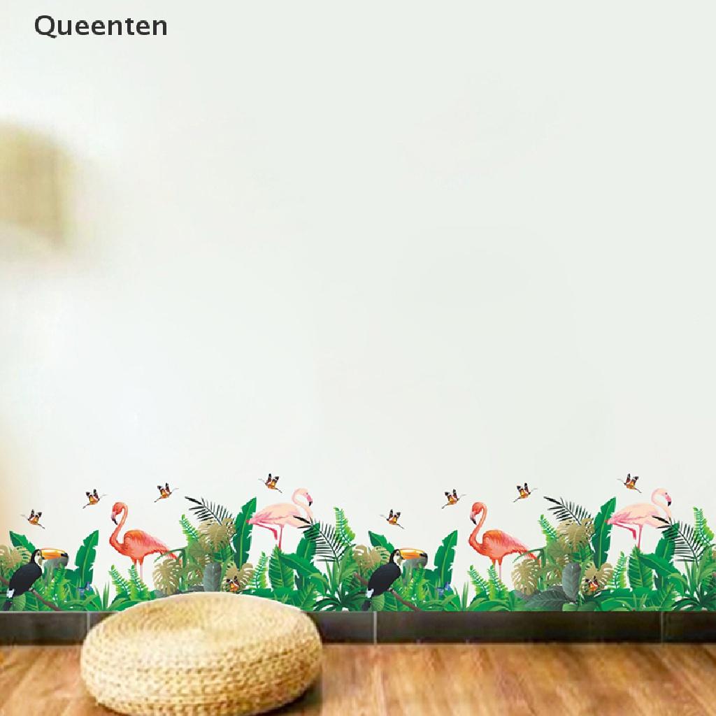 Queenten flamingo leaf butterfly wall sticker background diy art mural decal home decor QT