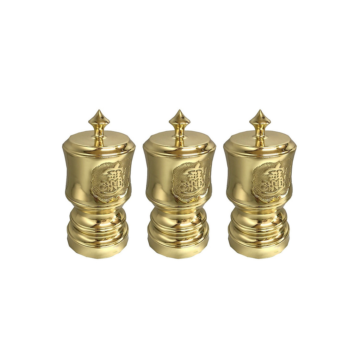 Combo 3 chiếc đài cúng bằng đồng vàng bóng nguyễn chất BH12194